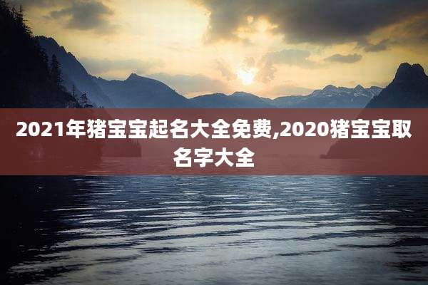 2021年猪宝宝起名大全免费,2020猪宝宝取名字大全