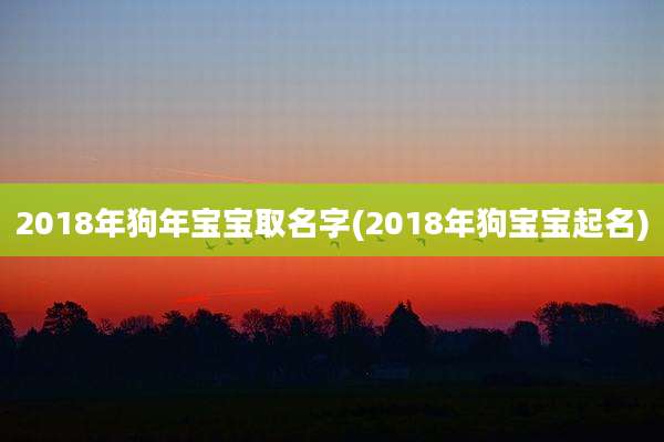 2018年狗年宝宝取名字(2018年狗宝宝起名)