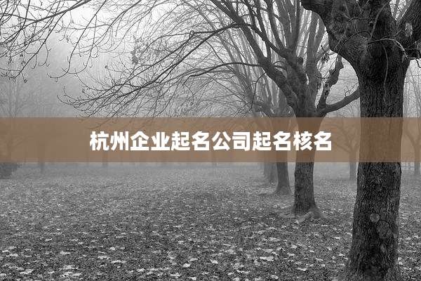 杭州企业起名公司起名核名