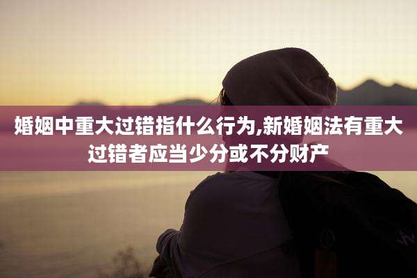 婚姻中重大过错指什么行为,新婚姻法有重大过错者应当少分或不分财产