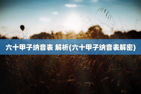 六十甲子纳音表 解析(六十甲子纳音表解密)