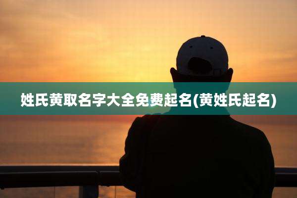 姓氏黄取名字大全免费起名(黄姓氏起名)