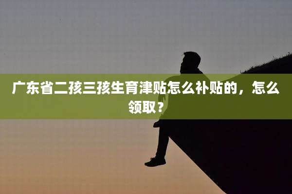 广东省二孩三孩生育津贴怎么补贴的,怎么领取?