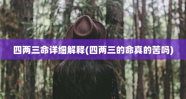 四两三命详细解释(四两三的命真的苦吗)