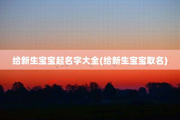 给新生宝宝起名字大全(给新生宝宝取名)