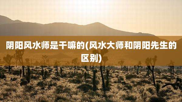 阴阳风水师是干嘛的(风水大师和阴阳先生的区别)