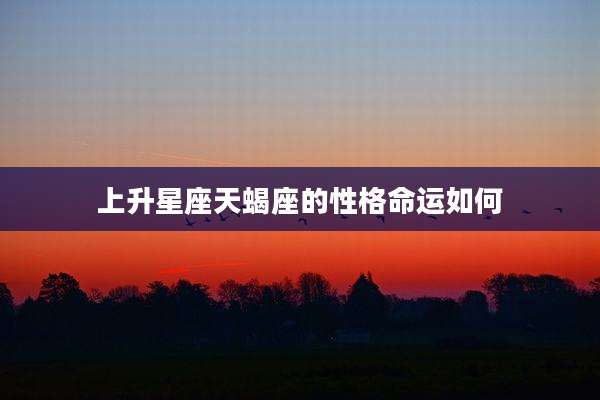 上升星座天蝎座的性格命运如何