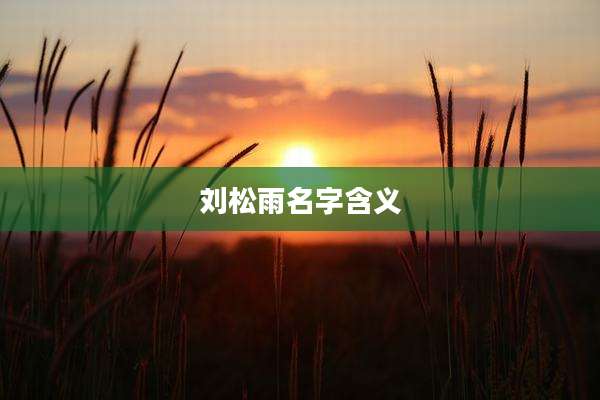 刘松雨名字含义
