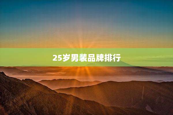 25岁男装品牌排行