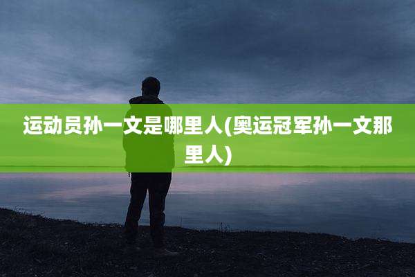 运动员孙一文是哪里人(奥运冠军孙一文那里人)