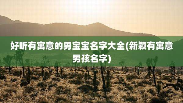 好听有寓意的男宝宝名字大全(新颖有寓意男孩名字)