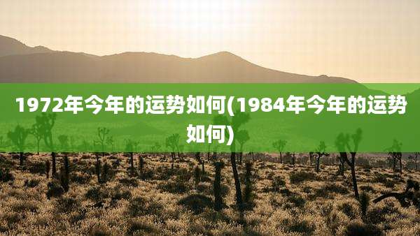 1972年今年的运势如何(1984年今年的运势如何)