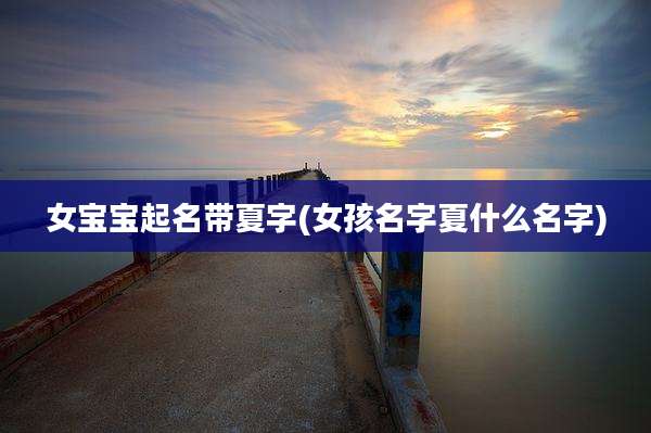 女宝宝起名带夏字(女孩名字夏什么名字)