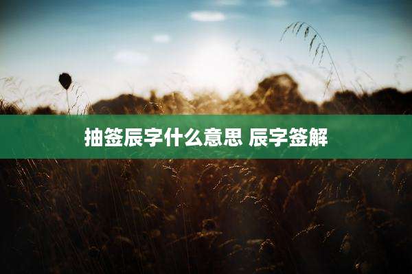 抽签辰字什么意思 辰字签解