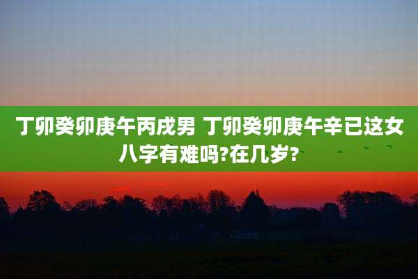 丁卯癸卯庚午丙戌男 丁卯癸卯庚午辛已这女八字有难吗?在几岁?