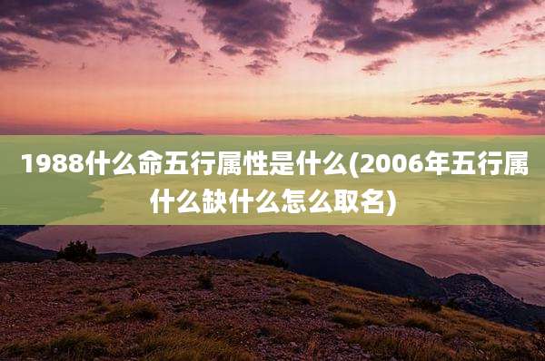 1988什么命五行属性是什么(2006年五行属什么缺什么怎么取名)