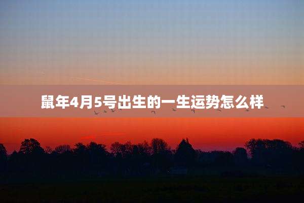 鼠年4月5号出生的一生运势怎么样