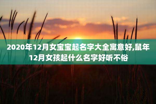 2020年12月女宝宝起名字大全寓意好,鼠年12月女孩起什么名字好听不俗