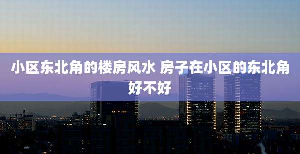 小区东北角的楼房风水 房子在小区的东北角好不好
