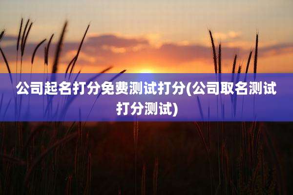 公司起名打分免费测试打分(公司取名测试打分测试)