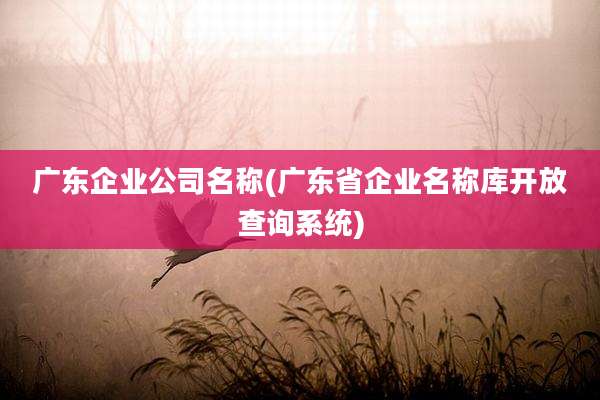广东企业公司名称(广东省企业名称库开放查询系统)