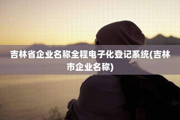 吉林省企业名称全程电子化登记系统(吉林市企业名称)