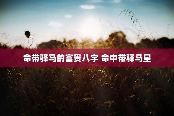 命带驿马的富贵八字 命中带驿马星