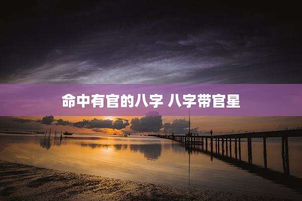 命中有官的八字 八字带官星