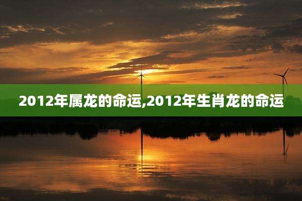 2012年属龙的命运,2012年生肖龙的命运