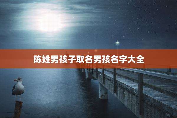 陈姓男孩子取名男孩名字大全