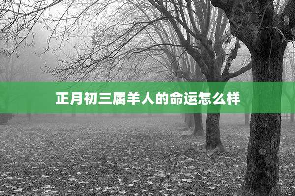 正月初三属羊人的命运怎么样