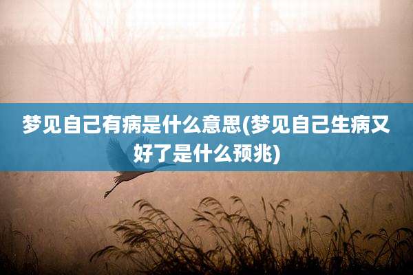 梦见自己有病是什么意思(梦见自己生病又好了是什么预兆)
