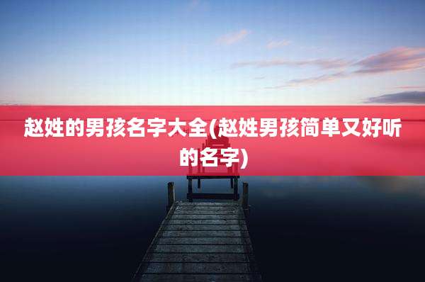 赵姓的男孩名字大全(赵姓男孩简单又好听的名字)