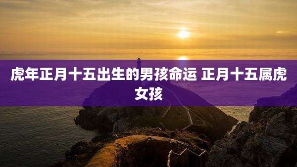 虎年正月十五出生的男孩命运 正月十五属虎女孩