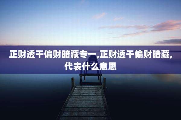 正财透干偏财暗藏专一,正财透干偏财暗藏,代表什么意思