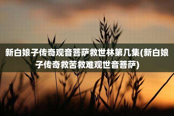 新白娘子传奇观音菩萨救世林第几集(新白娘子传奇救苦救难观世音菩萨)