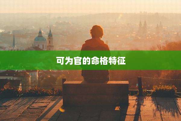 可为官的命格特征