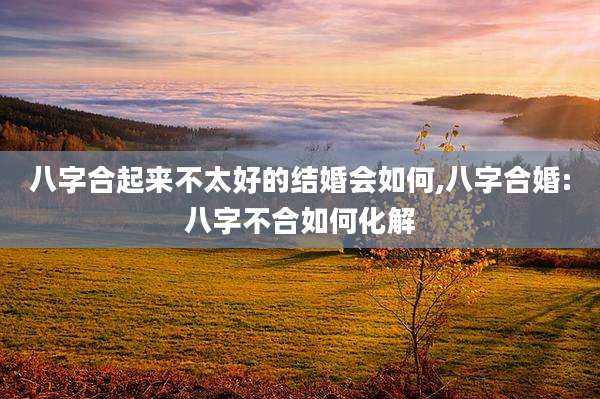 八字合起来不太好的结婚会如何,八字合婚:八字不合如何化解