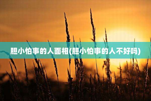 胆小怕事的人面相(胆小怕事的人不好吗)
