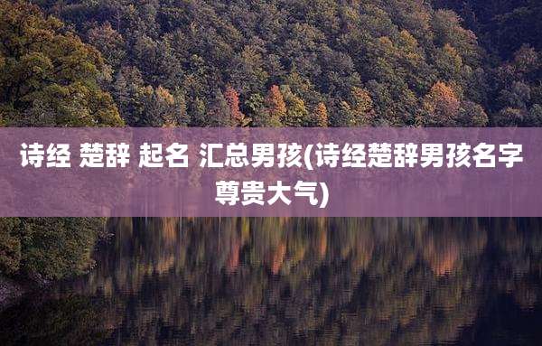 诗经 楚辞 起名 汇总男孩(诗经楚辞男孩名字尊贵大气)