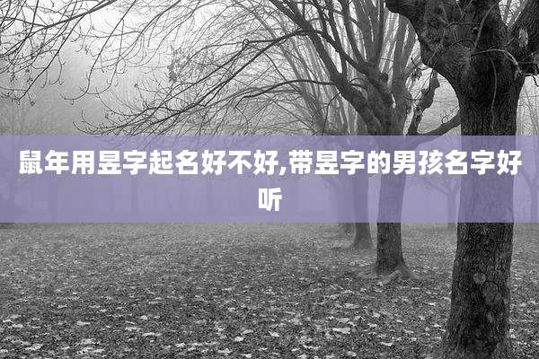 鼠年用昱字起名好不好,带昱字的男孩名字好听