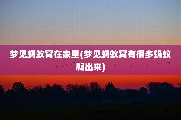 梦见蚂蚁窝在家里(梦见蚂蚁窝有很多蚂蚁爬出来)