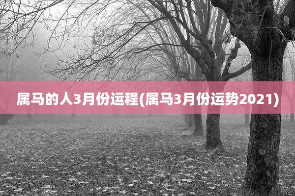 属马的人3月份运程(属马3月份运势2021)