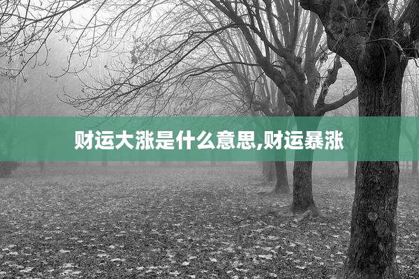 财运大涨是什么意思,财运暴涨