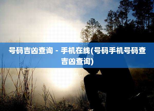 号码吉凶查询 - 手机在线(号码手机号码查吉凶查询)