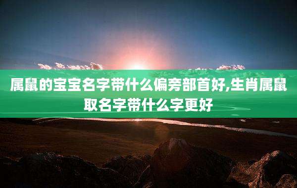 属鼠的宝宝名字带什么偏旁部首好,生肖属鼠取名字带什么字更好
