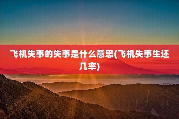 飞机失事的失事是什么意思(飞机失事生还几率)