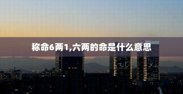 称命6两1,六两的命是什么意思