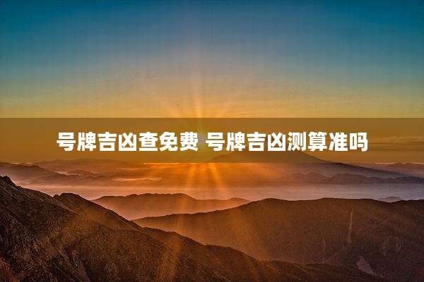 号牌吉凶查免费 号牌吉凶测算准吗