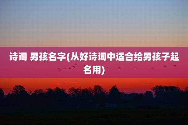 诗词 男孩名字(从好诗词中适合给男孩子起名用)